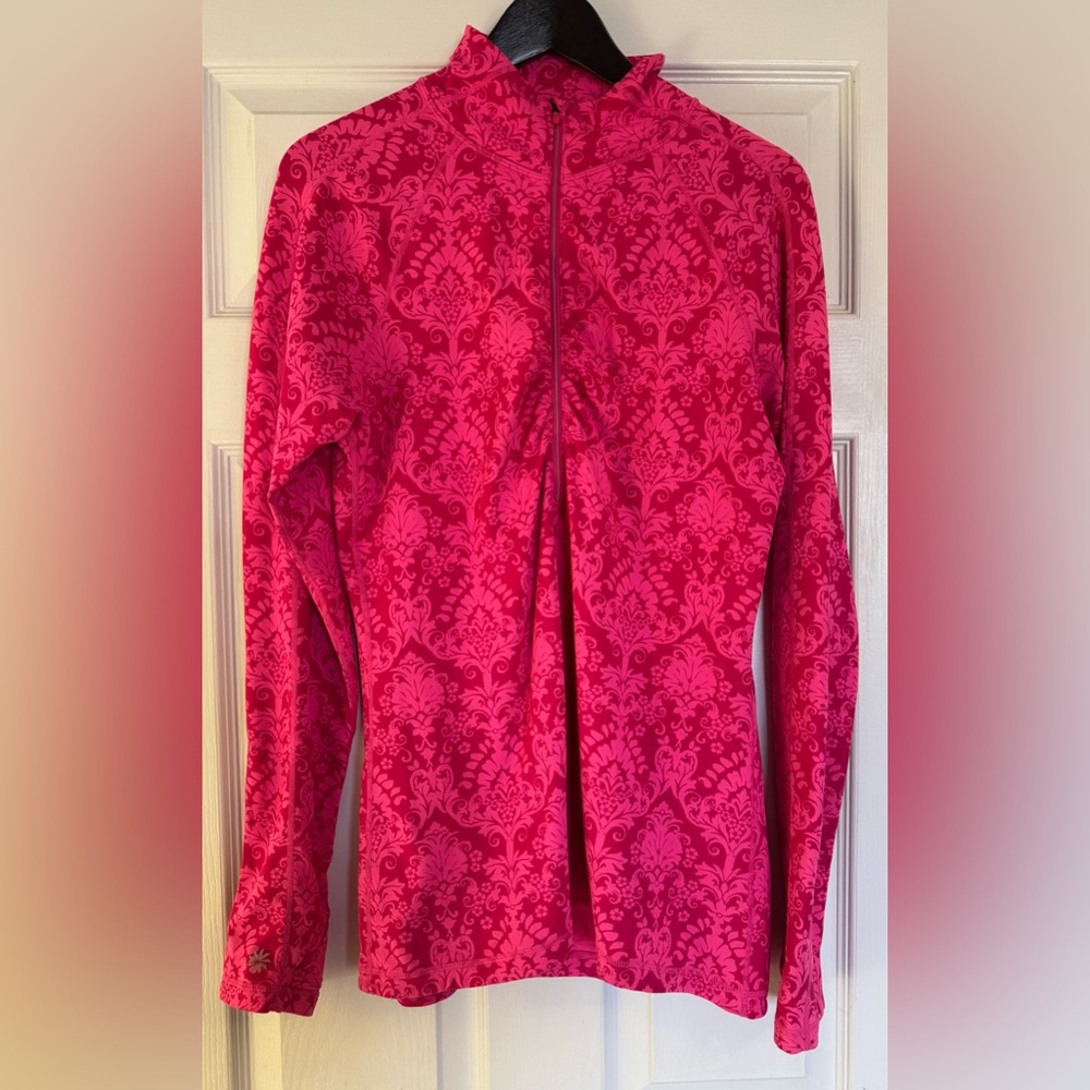 Athleta Fuchsia Patterned Workout Jacket Size M - image 2